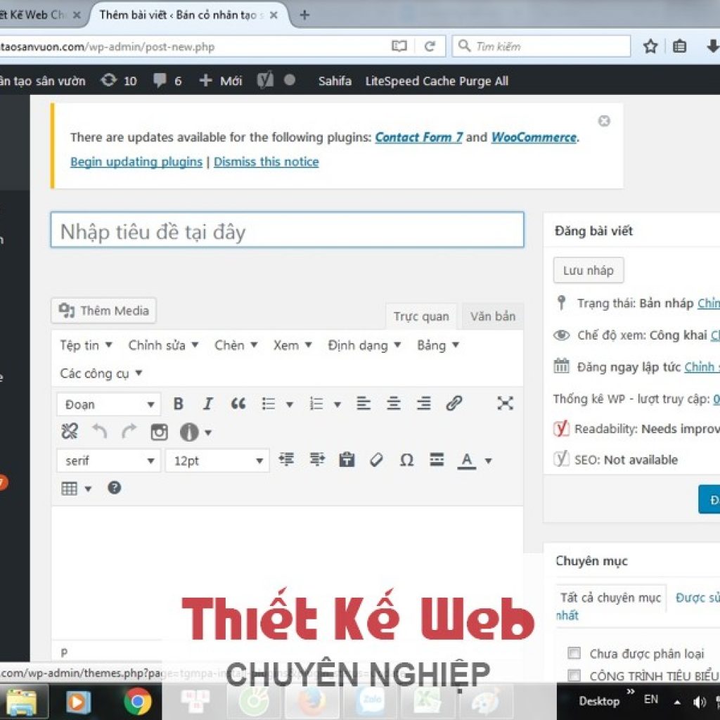 Môi trường web, Quản trị website, Đăng nhập website, nền wordpress, add new