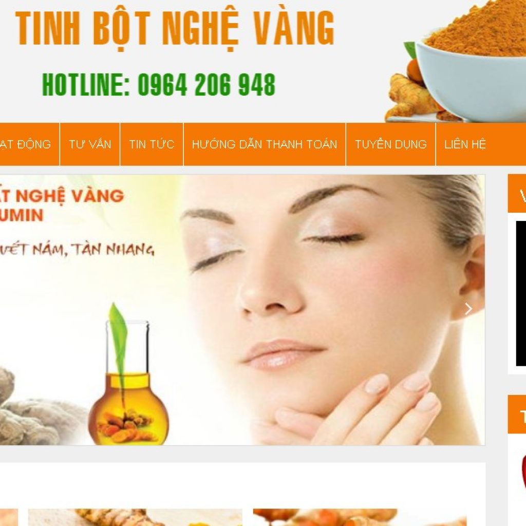 Thiết kế website bán tinh bột nghệ vàng, Thiết kế website, Website, Benet, Tinh bột nghệ